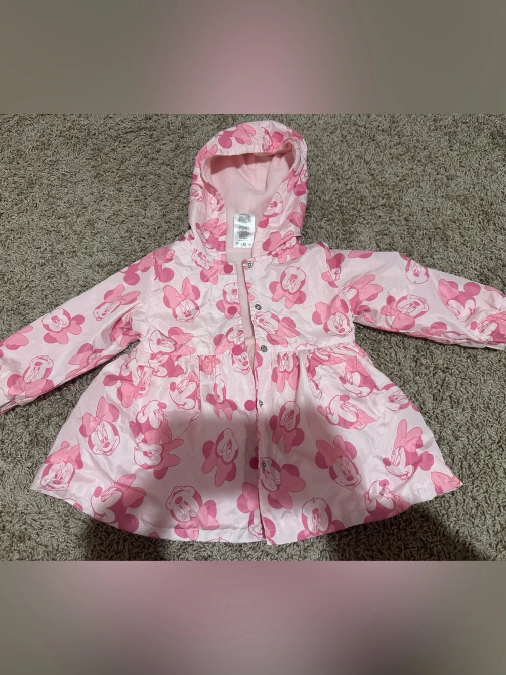 Disney Pink Minnie Mouse Floral Hooded Raincoat